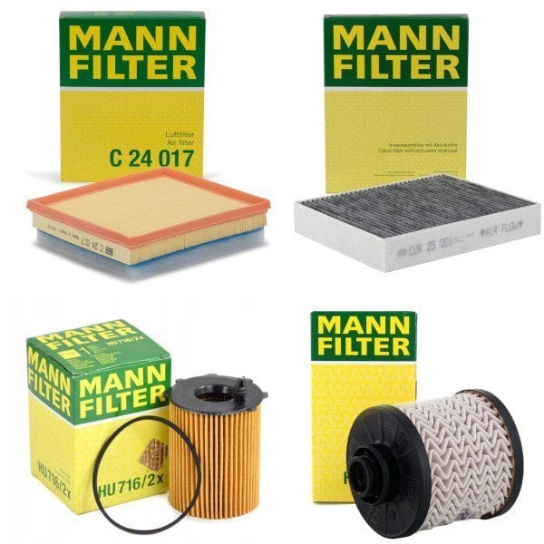 Peugeot 508 1.6 Bluehdi Periyodik Yağ Bakım Filtre Seti Karbonlu Polen Mann Marka C24017 - CUK25001 - HU716-2x - C5334