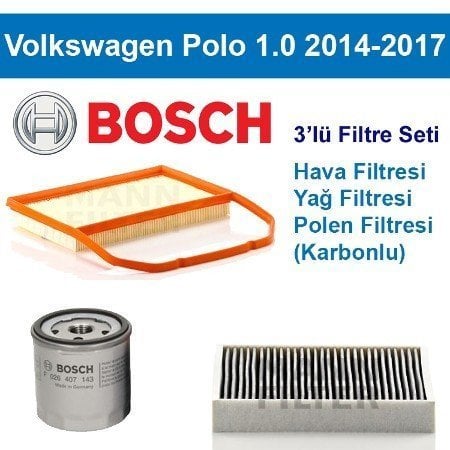 Volkswagen Polo 2014 Sonrası 1.0 Benzinli Periyodik Bakım Seti Bosch Marka F026407143 - F026400285 - 1987432357