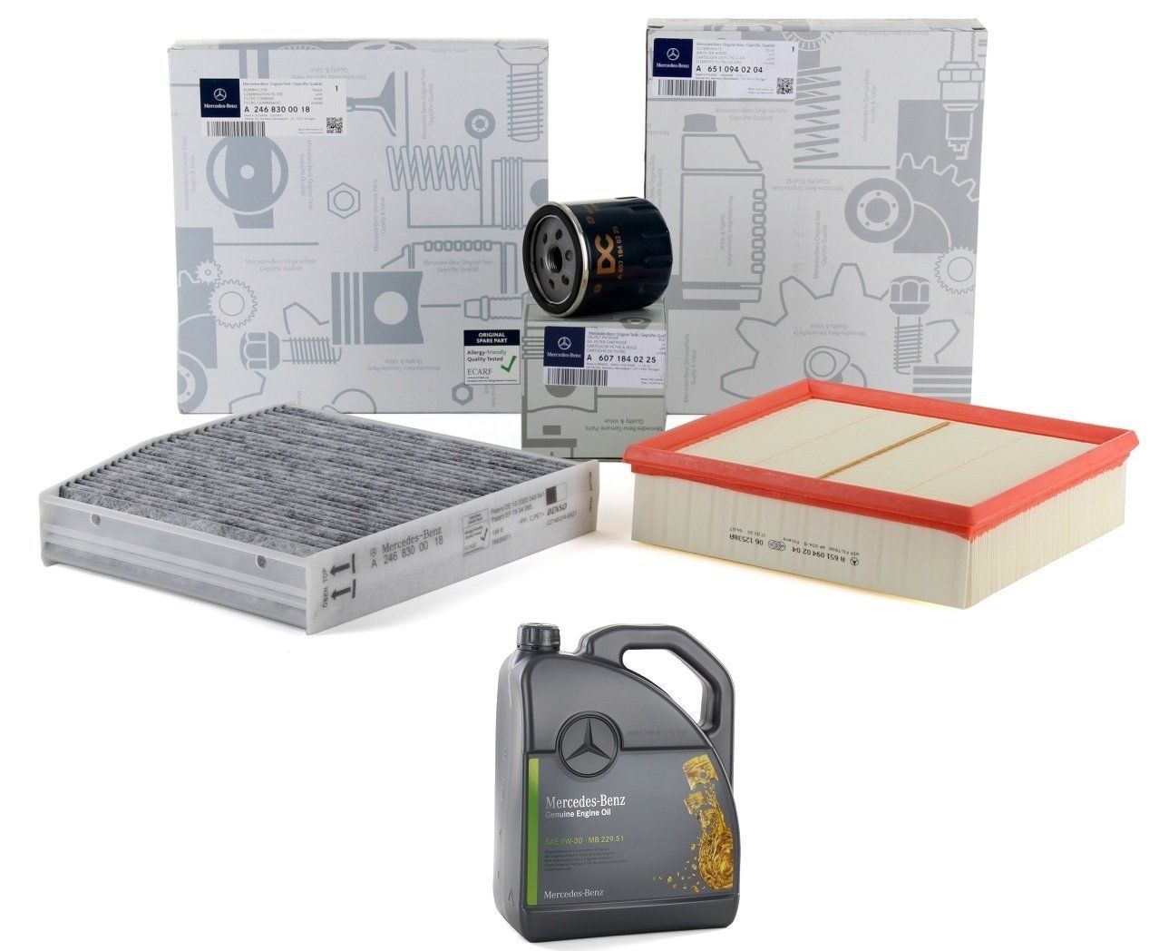 Mercedes W117 Kasa CLA Serisi 180 D Periyodik Bakım Seti Orijinal Mercedes Marka A6071840225 - A6510940204 - A2468300018 - A000989690613ABDE