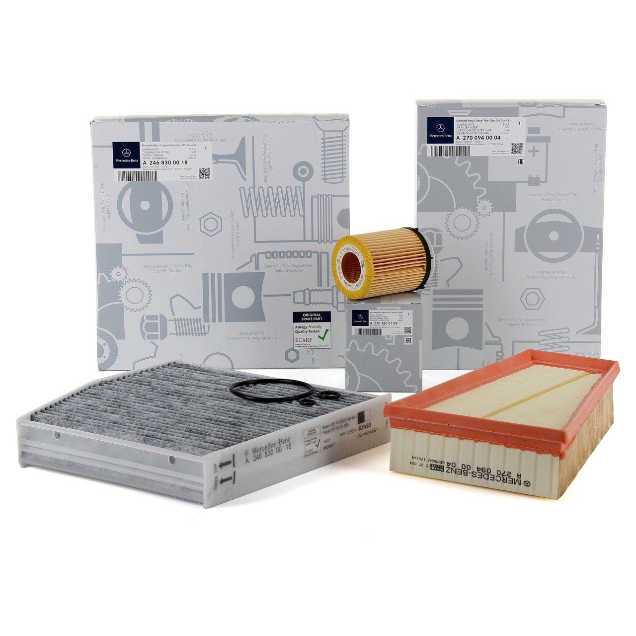 Mercedes W117 Kasa CLA Serisi 200 Periyodik Bakım Filtre Seti Orijinal Mercedes Marka A2468300018 - A2701800109 - A2700940004