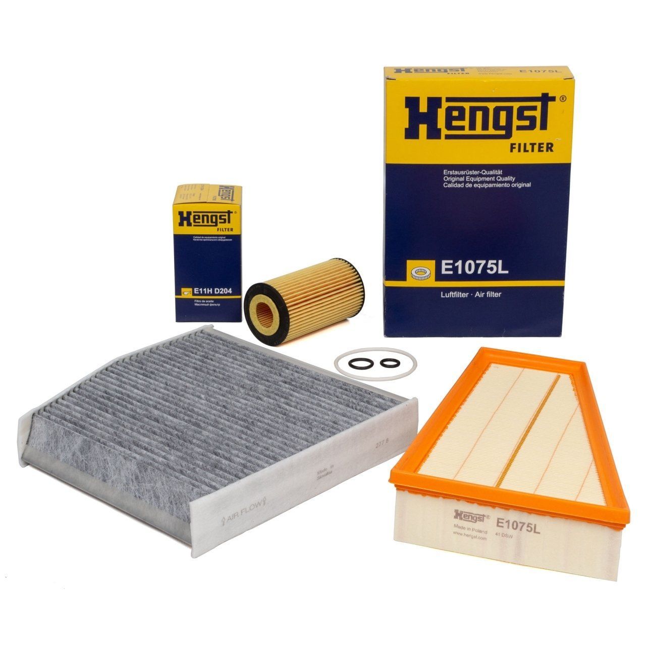 Mercedes W117 Kasa CLA Serisi 200 Periyodik Bakım Seti Yağsız Hengst Marka E1075L - E818HD238 - WPK721