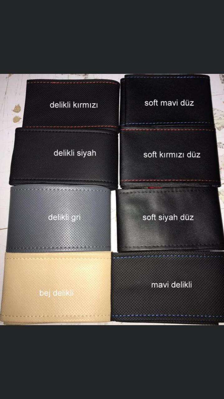 Dikme Direksiyon Kılıfı Kırmızı deri Delikli