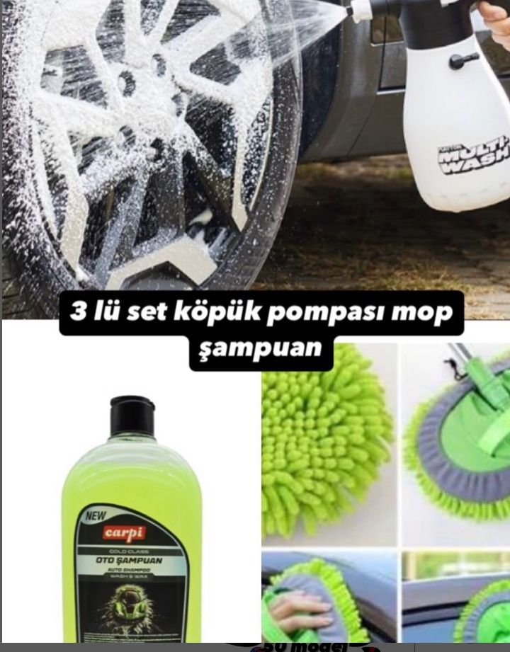 araç yıkama seti mop şampuan köpük pompası