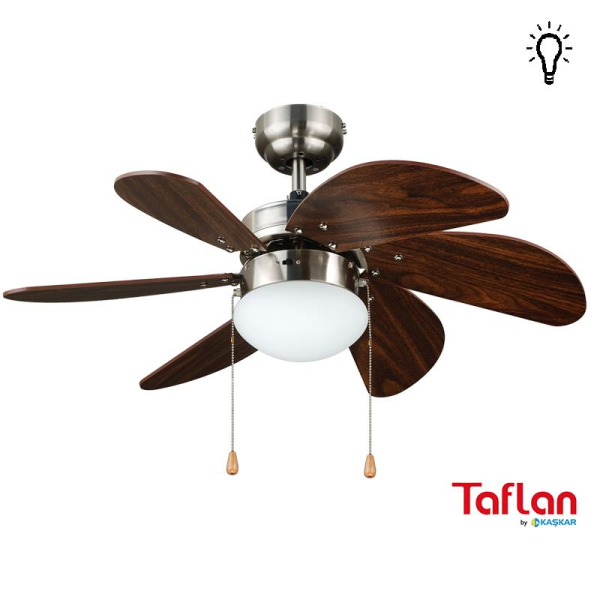 Kaşkar-Taflan L36009 Saten Nikel Aydınlatmalı Tavan Vantilatörü