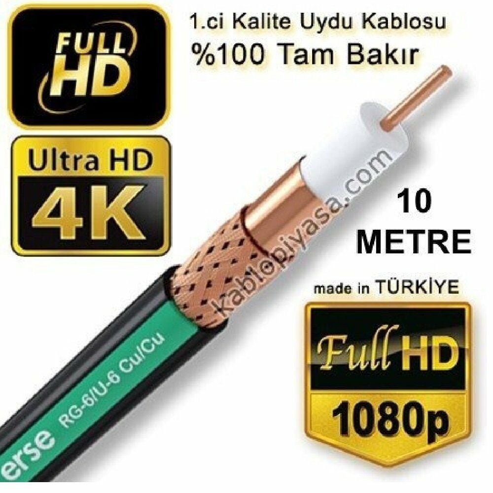 Erse RG6/U6 Anten Kablosu %100 Bakır 10 Metre