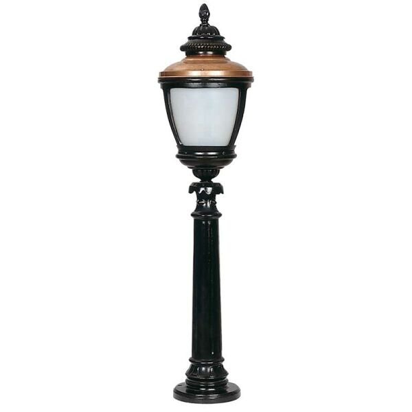 Orta Boy Polikarbon Camlı Bakır Şapkalı Park Bahçe Feneri 26x115cm