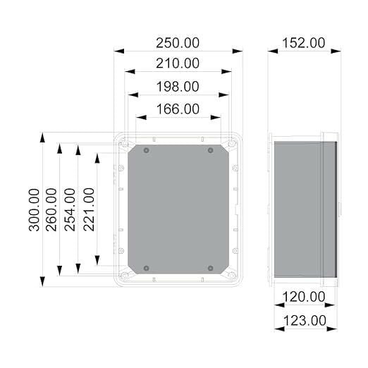 250x300x145 Şeffaf Kapaklı Taban Saclı Pano