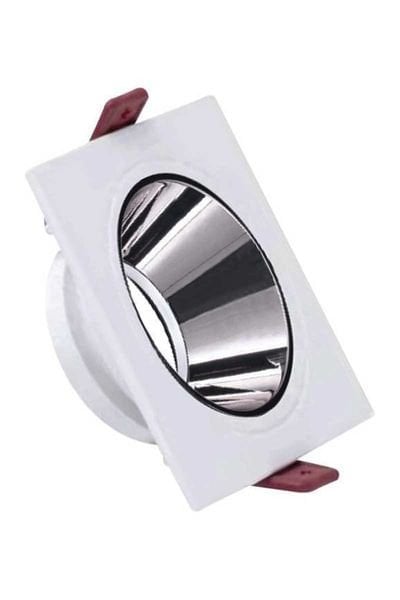 ACK AH03-07030 Platin Silver Reflektörlü Beyaz Kare Spot Kasası