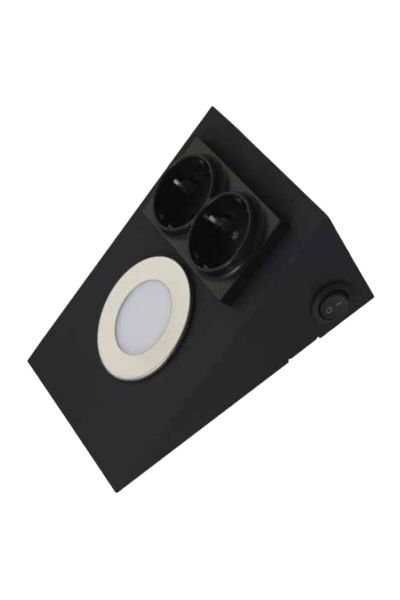 ACK AH11-00201 3000K Günışığı 2.5W Siyah Kasa Ledli Prizli Tezgah Altı Armatür