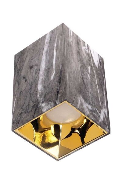 ACK AH12-07562 Parlak Gold Kare Gri Mermer Sıva Üstü Dekoratif Tavan Armatürü