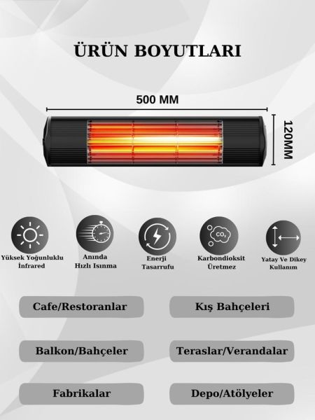 Hottable Duvar Tipi İnfrared Isıtıcı 1500 Watt