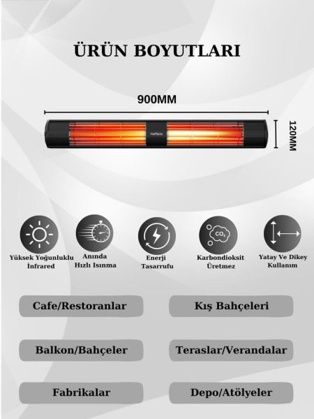 Hottable Duvar Tipi İnfrared Isıtıcı 3000 Watt