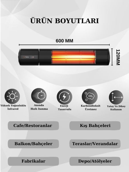 Hottable Duvar Tipi Uzaktan Kumandalı İnfrared Isıtıcı 2000 Watt