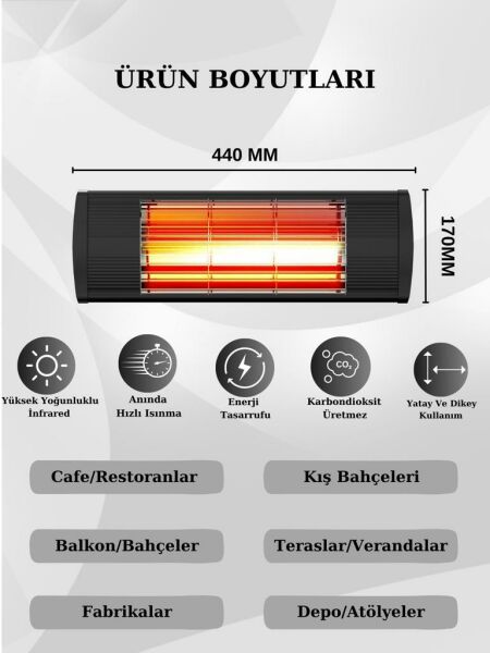 Hottable Duvar Tipi İnfrared Isıtıcı 2000 Watt