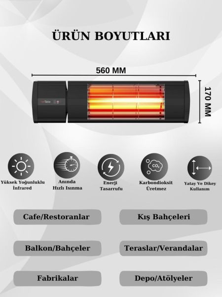 Hottable Duvar Tipi Uzaktan Kumandalı İnfrared Isıtıcı 2000 Watt