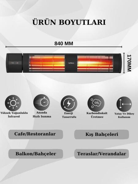 Hottable Duvar Tipi Uzaktan Kumandalı İnfrared Isıtıcı 4000 Watt