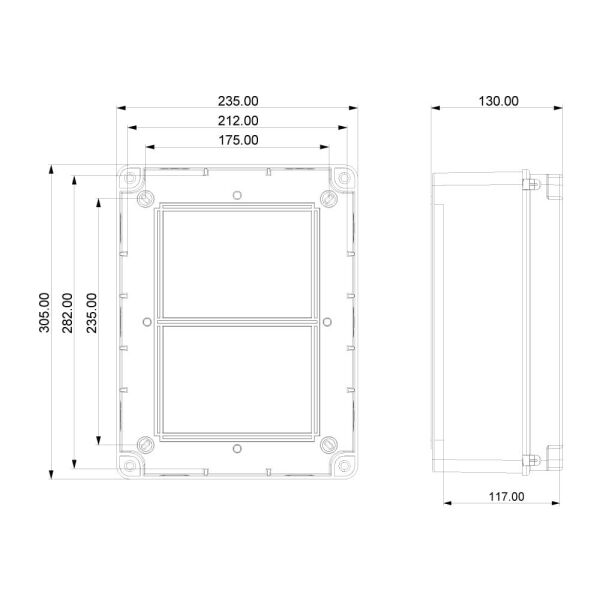 300x230x130 mm Sıva Üstü Opak Kapaklı Buat Kutusu