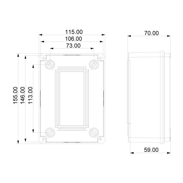 150x110x70 mm Sıva Üstü Opak Kapaklı Buat Kutusu