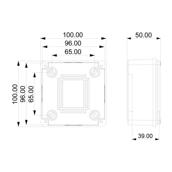100x100x50 mm Sıva Üstü Opak Kapaklı Buat Kutusu