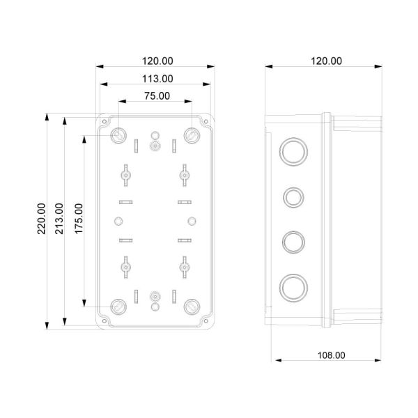 120x220x120 mm Sıva Üstü Opak Kapaklı Buat Kutusu