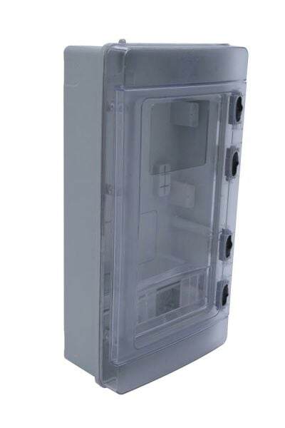 240x460x132 mm H.Free Şeffaf Kapaklı 1 Trf. Elk. Syç. 9 sig. Kapasiteli Sıva Üstü Sayaç Panosu, Ip 65