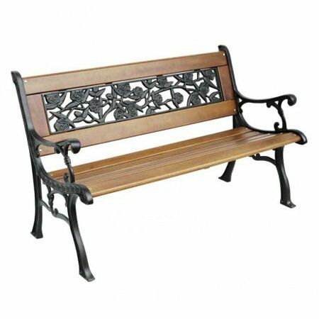 Dekoratif Park Bahçe Döküm/Ahşap Oturma Bankı 57x128cm