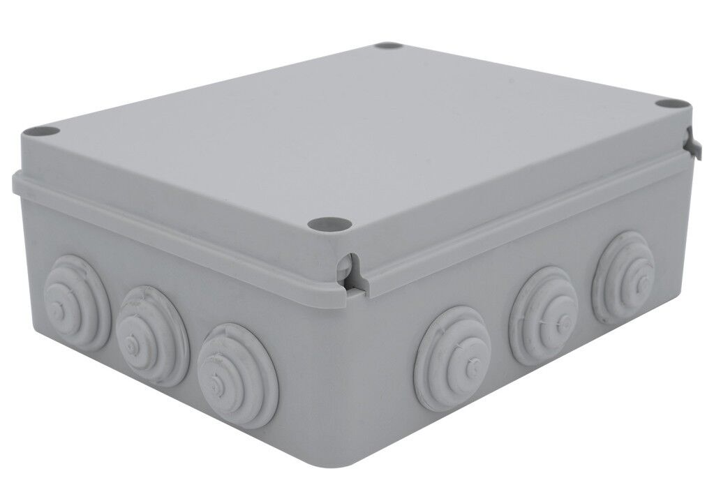 250x200x90 mm Tıpalı Kare ABS Sıva Üstü Rekor Yüzeyli Opak Buat, IP65 H.Free