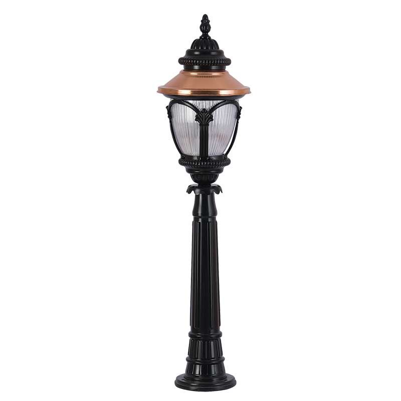 Alüminyum Bakır Sıvamalı Polikarbon Cam Süslü Park Bahçe Fener 25x105cm