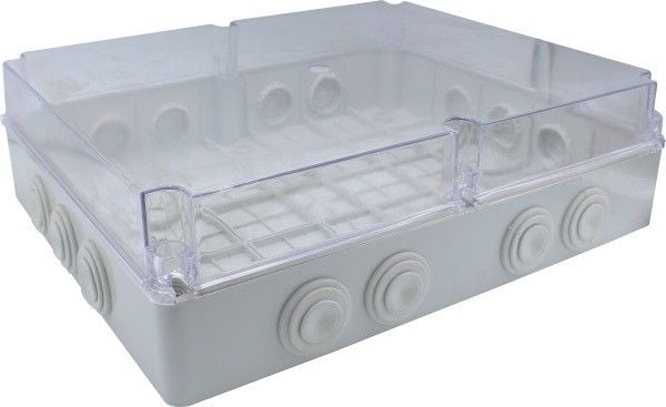 400x480x140 mm Rekor Yüzeyli Şeffaf Kare Sıva Üstü ABS Opak Buat, Ip67 H.Free