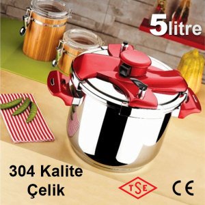 Hascevher Galaxy Düdüklü Tencere 5lt Güvenli Kapak Sistem 304 Kalite Paslanmaz Çelik 18/10