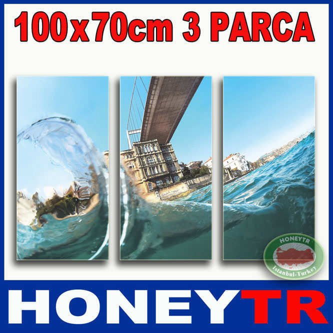 100x70cm 3 PARÇALI CANVAS TABLO BOĞAZ KORULU DAL