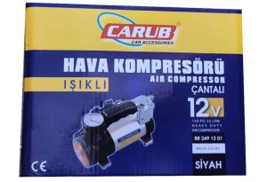 Carub Işıklı Çelik 12 Volt  Siyah çok amaçlı  Hava Kompresörü
