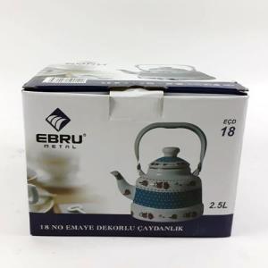 Çiçek Dekorlu 2.5L emaye çaydanlık üstten tutmalı çaydanlık