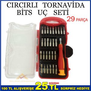 CIRCIRLI 29 PARÇA TORNAVİDA MİNİ BİTS UÇ SETİ