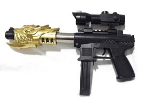 34cm Uzunluğunda Boncuklu Tekli Tec-9 Siyah ve Özel Desenli
