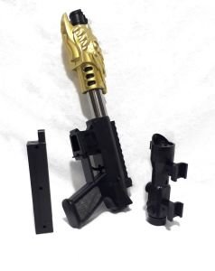 34cm Uzunluğunda Boncuklu Tekli Tec-9 Siyah ve Özel Desenli