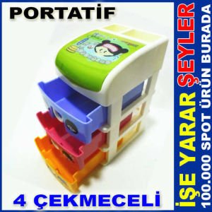 4 ÇEKMECELİ PORTATİF MASAÜSTÜ ARAÇ GEREÇ KUTUSU
