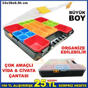 ORGANİZE EDİLEBİLEN BÜYÜK BOY EDEVAT ÇANTASI