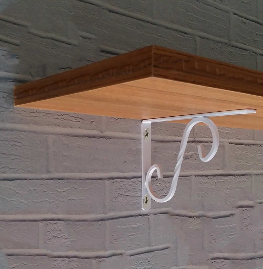 Beyaz 2 Adet Metal Ferforje Raf Ayağı 24x16cm L Ayak Vidalarla Dübelleri Dahil Çelik Raf Altı Demiri