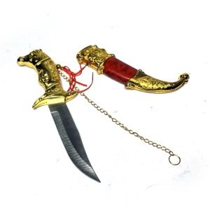 Dekoratif Kurt Başlı  Hançer Hediyelik Osmanlı Kaması 21 cm Boy