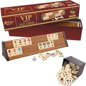 Kaliteli Star Okey Vip Wooden Rummy Set Ahşap Mdf Okey Takımı Koyu Renk