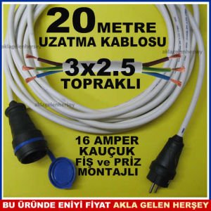 KAUÇUK FİŞ-PRİZ 3x2.5 SAĞLAM UZATMA KABLOSU 20MT