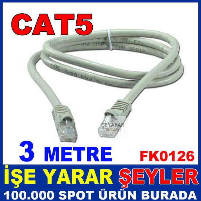 3 METRE CAT5 ETHERNET KABLOSU 2 UCU JACKLI
