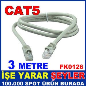 3 METRE CAT5 ETHERNET KABLOSU 2 UCU JACKLI