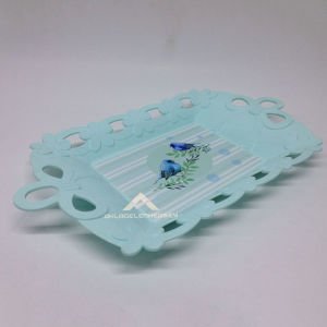 Çiçek Desenli Dikdörtgen Servis Tepsisi 39x23cm Ebatında Tepsi Şık Tasarım Plastik Sunum Tepsisi