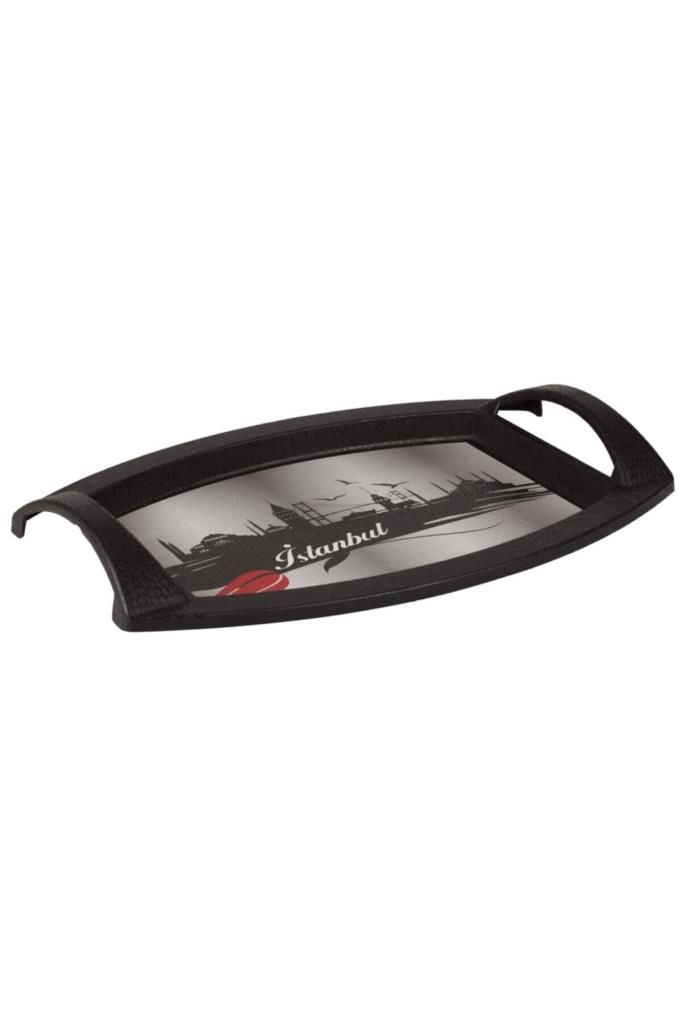 SC265 Suncook 1 Adet Sunumluk / Servislik Star Deri Dekoratif Desenli Tepsi