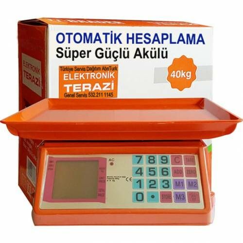 Hesaplamalı Elektronik Terazi 40kg Şarjlı Akülü Dijital Market Kantarı Hafıza 2 Taraflı ışıklı Ekran