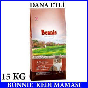 BONNİE DANA ETLİ KEDİ MAMASI 15 KG YETİŞKİN KEDİ MAMASI VİTAMİN VE MİNAREL İÇERİKLİ BESLEYİCİ MAMA