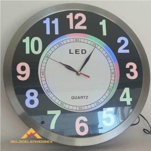 Çelik Çerçeve Büyük Boy Led Işıklı Duvar Saati