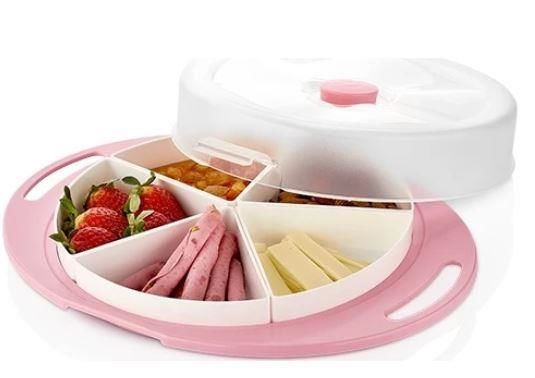 Ur-3304 5 Bölmeli Yuvarlak Plastik Kahvaltilik Klipsli ve Kolay Temizlenebilir Sağlıya Uygun
